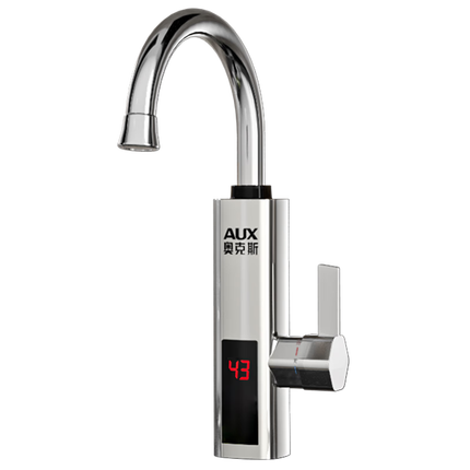 奥克斯（AUX）电热水龙头热水器加热水龙头快速热水变频恒温厨房下进水 【大屏数显】电镀银+漏保插头+万向喷头