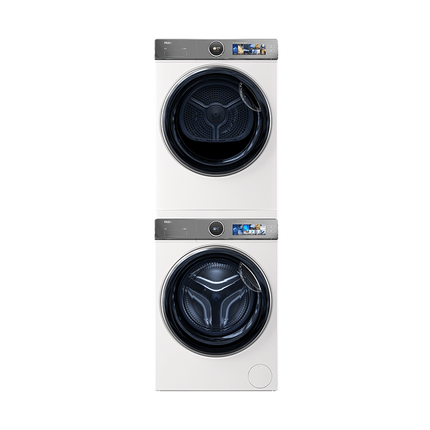 海尔(Haier)云溪冠军版386白洗烘套装 10KG直驱滚筒洗衣机+双擎热泵烘干机 3D透干 386W+386W 家电国家补贴