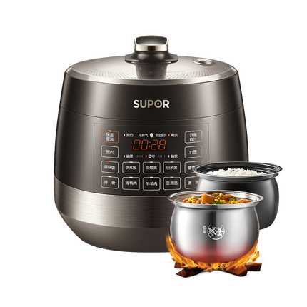 苏泊尔（SUPOR）【国家补贴】0涂层精钢球釜电压力锅5L双胆全自动智能预约 触控 SY-50YC5011Q电饭煲高压锅3-6人