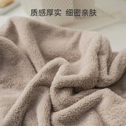 京东京造10A抗菌干发帽加厚浴帽擦头吸水速干包头巾干发毛巾擦脸巾 浅棕色 图片 6