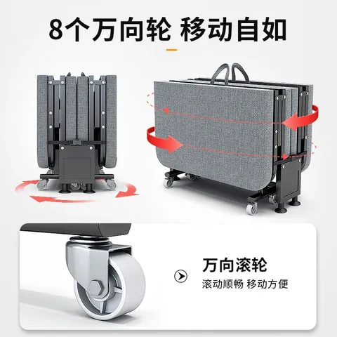 午憩宝 折叠床午休床办公室出租屋简易床便携躺椅硬板家用医院陪护四折   多数人买【宽60CM】棉麻四折床 图片 5