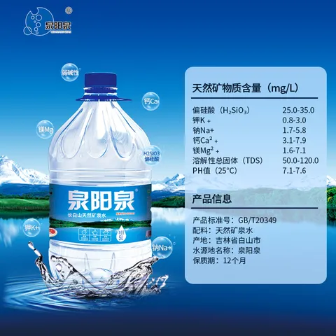 泉阳泉（QUANYANGQUAN） 长白山天然矿泉水饮用水5L*4桶 整箱装1箱 5L*4桶 图片 7