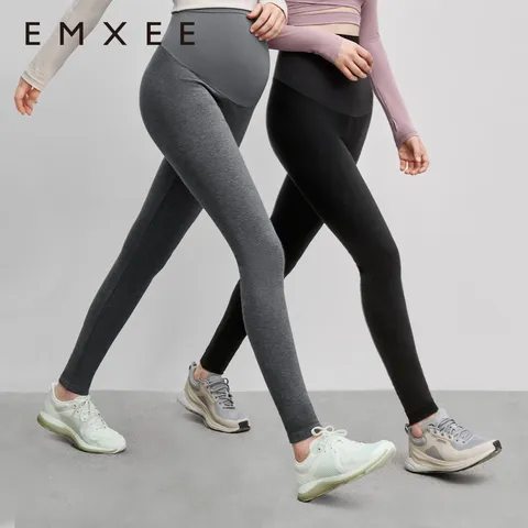嫚熙（EMXEE）孕妇打底裤春秋裤孕妇托腹安全裤弹力休闲修身怀孕期外穿孕妇裤 黑色【轻薄款 适合20℃～25℃】 M 图片 2