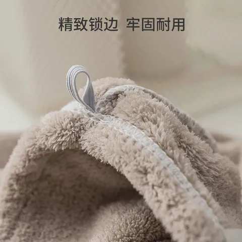 京东京造10A抗菌干发帽加厚浴帽擦头吸水速干包头巾干发毛巾擦脸巾 浅棕色 图片 7