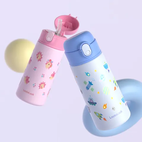 乐扣乐扣（LOCK&LOCK）儿童吸管保温杯宝宝316L不锈钢水杯学生大容量水壶500ml 蓝色 图片 7