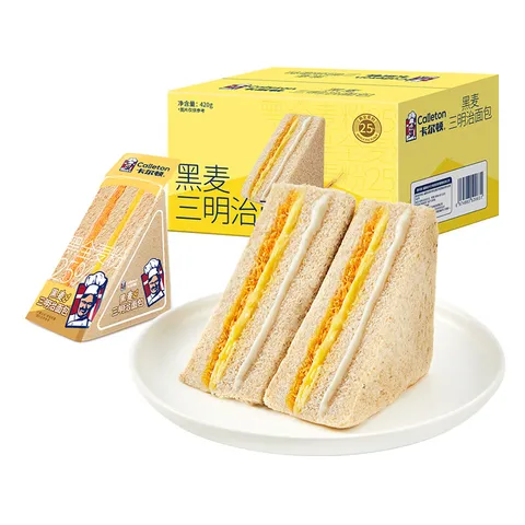 卡尔顿（Calleton）【丁禹兮代言】黑麦三明治面包吐司420g整箱早餐休闲小吃零食糕点 图片 7