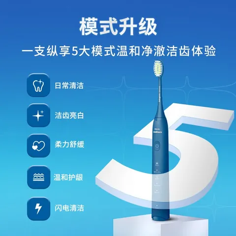 飞利浦（PHILIPS）【价保618】电动牙刷成人声波震动牙刷5种模式软毛柔和亮白5效宝藏刷S3情侣生日礼物送长辈男女友 绝绝紫HX2571/02【配两支刷头】 图片 3