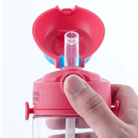 乐扣乐扣（LOCK&LOCK）儿童水杯甜甜圈吸管杯tritan材质学生户外拎手背带杯子460ml绿 图片 5