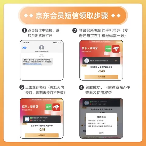 爱奇艺黄金VIP会员年卡加京东PLUS会员年卡 支持五端 填写手机号充值 图片 3