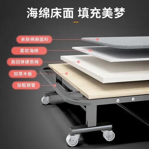 午憩宝 折叠床午休床办公室出租屋简易床便携躺椅硬板家用医院陪护四折   多数人买【宽60CM】棉麻四折床 图片 4