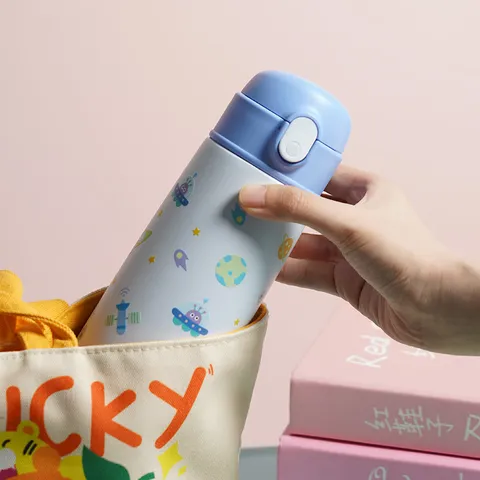 乐扣乐扣（LOCK&LOCK）儿童吸管保温杯宝宝316L不锈钢水杯学生大容量水壶500ml 蓝色 图片 5
