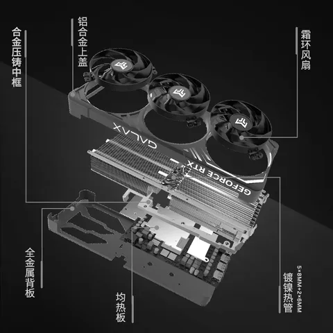 影驰GeForce RTX 5080 金属大师 黑 OC 16G GDDR7  DLSS 4.5 游戏设计AI本地部署2025年京东金榜显卡 图片 2