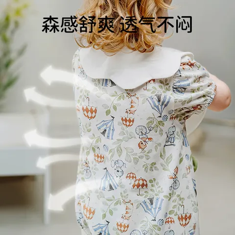 欧孕（OUYUN）婴儿包屁衣夏季宝宝衣服女宝翻领纯棉哈衣婴幼儿外出长袖爬服 缤纷果乐 59cm 图片 5