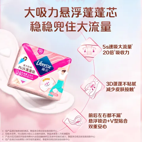 薇尔卫生巾日夜组合套装日用加长夜用护垫迷你巾姨妈巾超薄透气 【蓬蓬】96片 图片 5