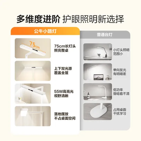 公牛（BULL）护眼小路灯全光谱360°上下双光源儿童学习台灯落地款Pro杨幂同款 图片 3