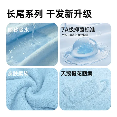 洁丽雅（Grace）抗菌干发帽女超强吸水加厚加大干发毛巾天鹅款 图片 2
