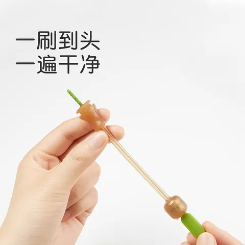世喜奶瓶刷婴儿专用杯刷吸管刷奶瓶刷三合一多功能清洁刷硅胶 硅胶吸管刷M 图片 4