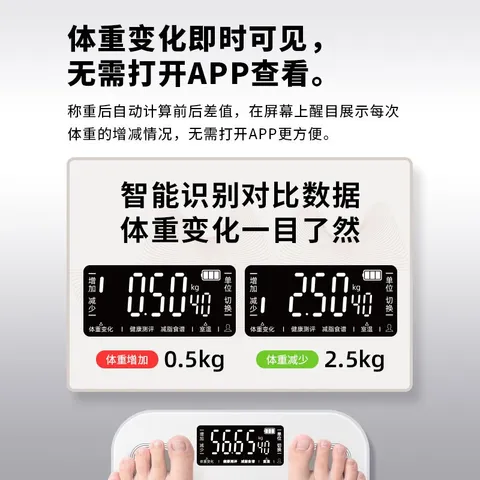 家用体脂秤体重秤电子秤小型精准耐用称体重体脂称健康秤 白色系 电池 图片 2