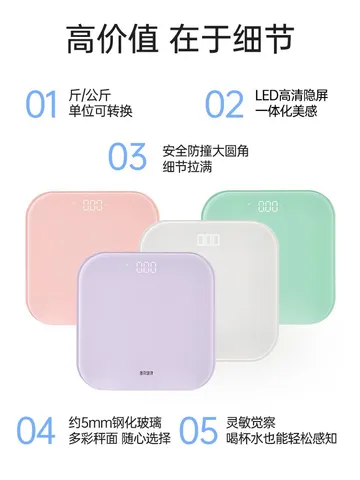 健康体重秤电子秤家用精准家庭人体秤测算体脂称体重期用 白色系 智能体脂秤 图片 4