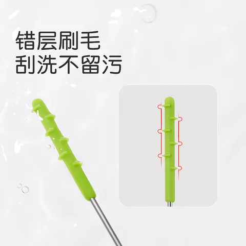世喜奶瓶刷婴儿专用杯刷吸管刷奶瓶刷三合一多功能清洁刷硅胶 硅胶吸管刷M 图片 3