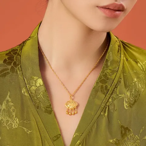周生生黄金吊坠足金男女款健康快乐礼物不含项链91005P计价5.95克 图片 3