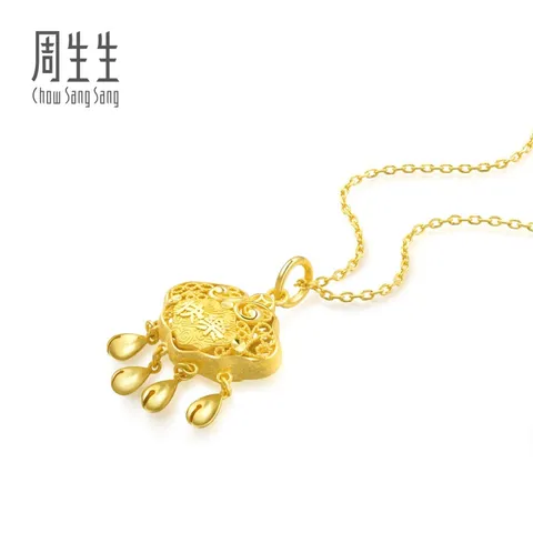 周生生黄金吊坠足金男女款健康快乐礼物不含项链91005P计价5.95克 图片 6