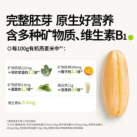 田喜粮鲜有机燕麦米 富含膳食纤维 燕麦米营养早餐代餐五谷杂粮粗粮410g 图片 2