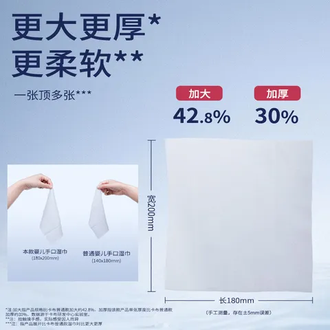 卡布星空城堡婴儿手口湿巾加大加厚版180mm*200mm柔软亲抚温和滋润 单包80抽湿巾180*200mm 图片 6