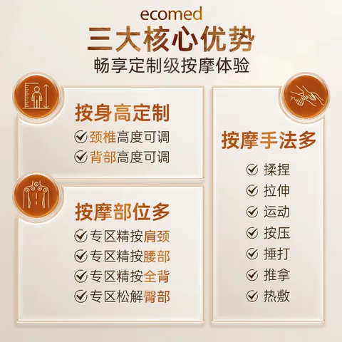 ecomed德国按摩靠垫颈椎按摩仪全自动揉捏全身肩颈腰部背部按摩器按摩坐垫送爸妈送男女朋友实用生日礼物 图片 5