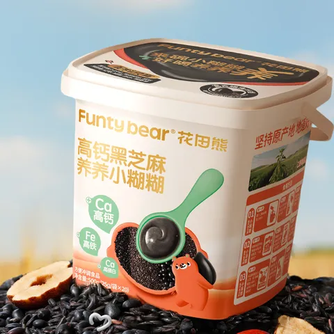 花田熊（HUATIANXIONG）五黑食材高钙芝麻糊 儿童早餐 25g*20袋 0蔗糖米糊代餐即食 图片 9