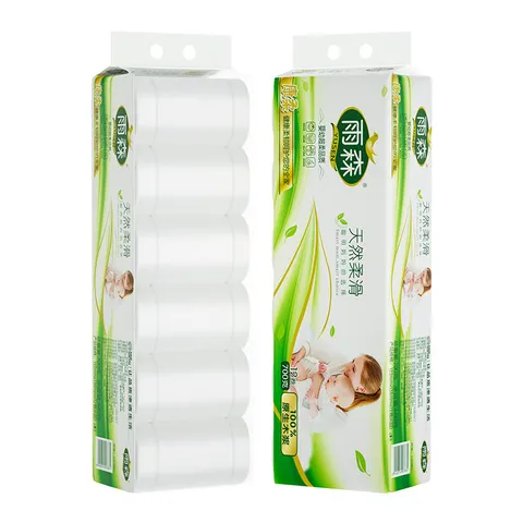 雨森（YUSEN）天然柔滑卷纸卫生纸700克/提12卷6层加厚厕所纸巾手纸妇婴可用 6层 58g*48卷 【700g*4提】毛重 图片 7