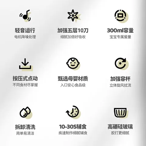浦利顿PLODON婴儿辅食机小型宝宝研磨机打泥料理机搅拌多功能家用12 全钢轴刀【单杯单刀】 10叶刀头 图片 3