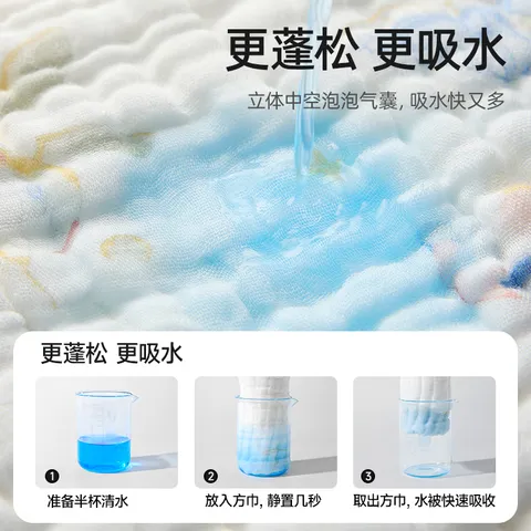 贝肽斯口水巾婴儿新生儿软纱布小方巾宝宝洗脸巾纯棉手帕儿童毛巾 觅野游记【30*30cm】4层棉纱/3条 图片 6