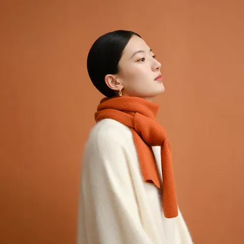 万事利WENSLI纯羊毛围巾女围脖红色围巾送女友节日送礼礼物礼盒装 初见 图片 4