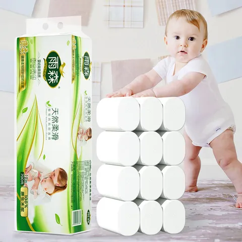 雨森（YUSEN）天然柔滑卷纸卫生纸700克/提12卷6层加厚厕所纸巾手纸妇婴可用 6层 58g*48卷 【700g*4提】毛重 图片 6