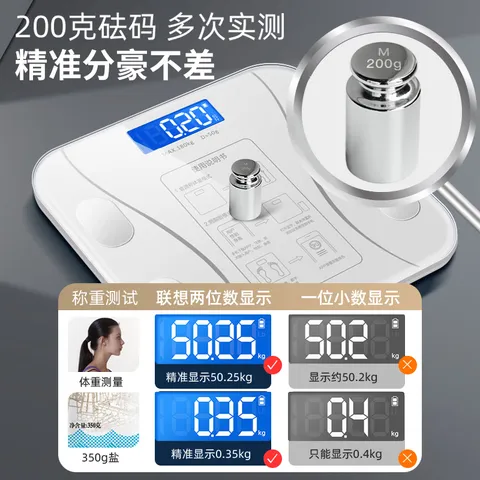 DIKTT【健身减肥专用】德国体重称电子秤减肥专用智能精准体重充电款体重称高精度家用精准到0.01克减 【白色】智能app体脂称 精准测量 2026新款体重体脂秤 图片 7