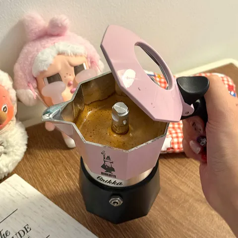 比乐蒂双阀摩卡壶咖啡壶粉色2杯份便携手冲意式咖啡机 图片 4