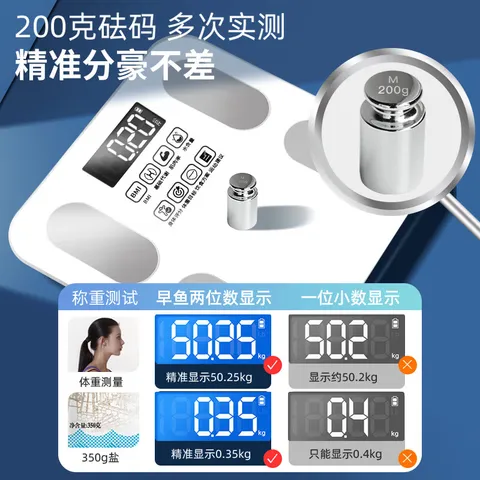 米家APP体脂秤体重秤电子秤家用称重计减肥专用智能精准充电健康秤电子称体脂称 【爆款】米家APP体脂秤-充电 图片 2