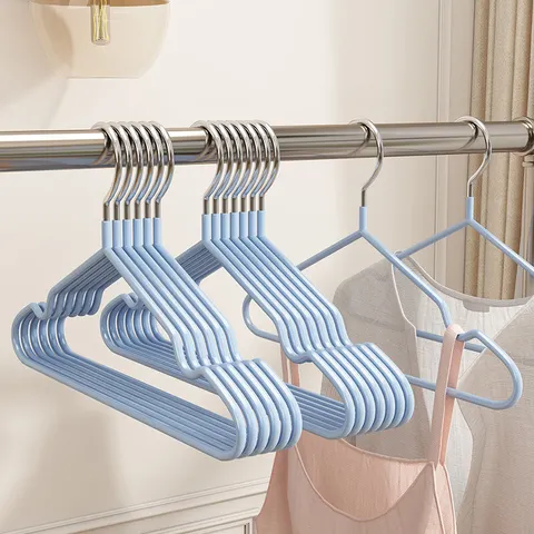 【新人专享限时特惠】晾衣衣服挂架无痕防肩角防滑塑料学生宿舍 金属衣架3个 图片 5