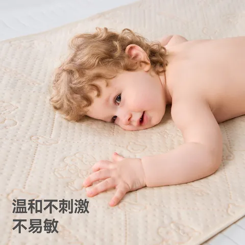 贝肽斯婴儿隔尿垫可水洗儿童纯棉老年人大尺寸防水成人尿垫幼儿园床垫 植物派对（天然彩棉-7A级抗菌除螨） 180x200cm（热卖款） 图片 5