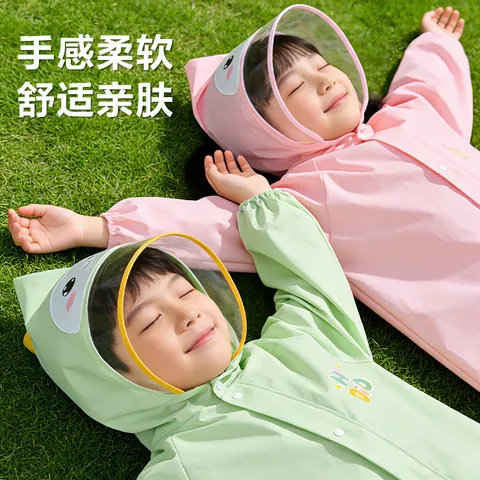 得力（deli）儿童雨衣中小学生上学专用带书包位防暴雨披加长全身 兔子XL码 图片 3