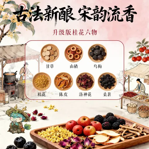 轻上东方补者桂花六物酸梅汤酸甜可口传统熬制山楂乌梅饮料245ml*10瓶 图片 2
