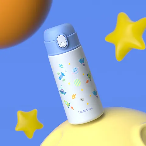 乐扣乐扣（LOCK&LOCK）儿童吸管保温杯宝宝316L不锈钢水杯学生大容量水壶500ml 蓝色 图片 8