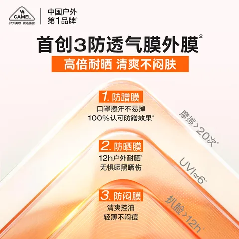 骆驼（CAMEL）光护美白防晒乳霜50g 高倍隔离素颜霜男女士 室外防蹭防紫外线50+ 图片 4