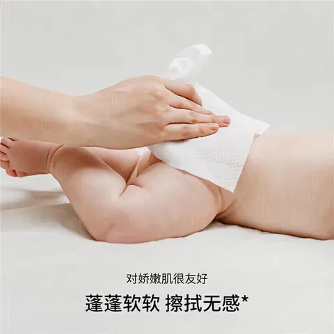 嫚熙（EMXEE）蓝企鹅绵柔巾婴儿宝宝一次性洗脸巾干湿两用手口清洁巾云柔巾组合 80抽 12包 【赠6包艺术家云柔巾】 图片 4
