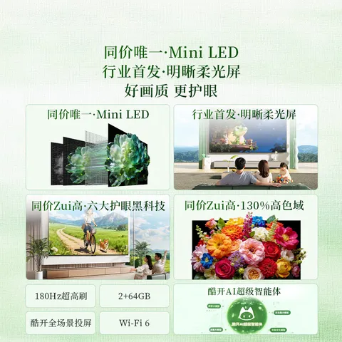 酷开创维柔光K6+ 26款 65英寸电视【价保618】MiniLED 护眼超高刷 64G国家补贴新款平板电视机65P5HPro 图片 4