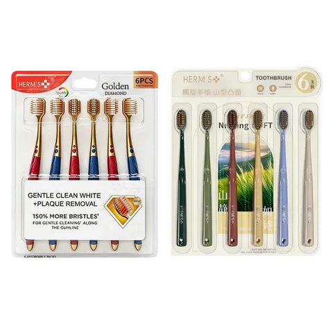 HERM'S沃尔玛甄选新款螺旋多维山型凸面软毛牙刷口腔多巴胺牙刷成人家用 【高露山姆 6支 】+【螺旋凸面6支】牙刷组合12支 图片 5