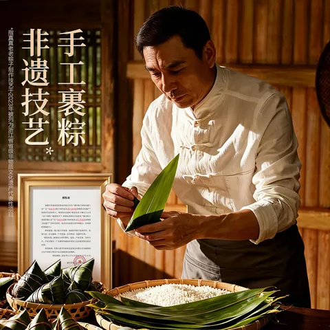 良品铺子粽子礼盒端午节礼物端午礼盒粽子肉粽甜粽咸蛋粽子礼盒装2026新款 【经典热销!8粽6味】龙舟献瑞粽1118g . 图片 7