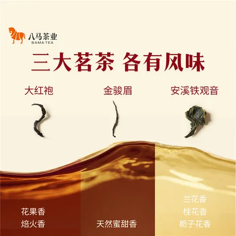 八马茶业 特级 三大茶叶组合茶礼 大红袍岩茶 铁观音 金骏眉红茶 端午送礼 礼盒装248g【赠试茶+礼袋】 图片 6