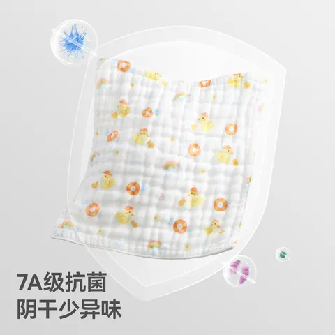 贝肽斯口水巾婴儿新生儿软纱布小方巾宝宝洗脸巾纯棉手帕儿童毛巾 觅野游记【30*30cm】4层棉纱/3条 图片 7